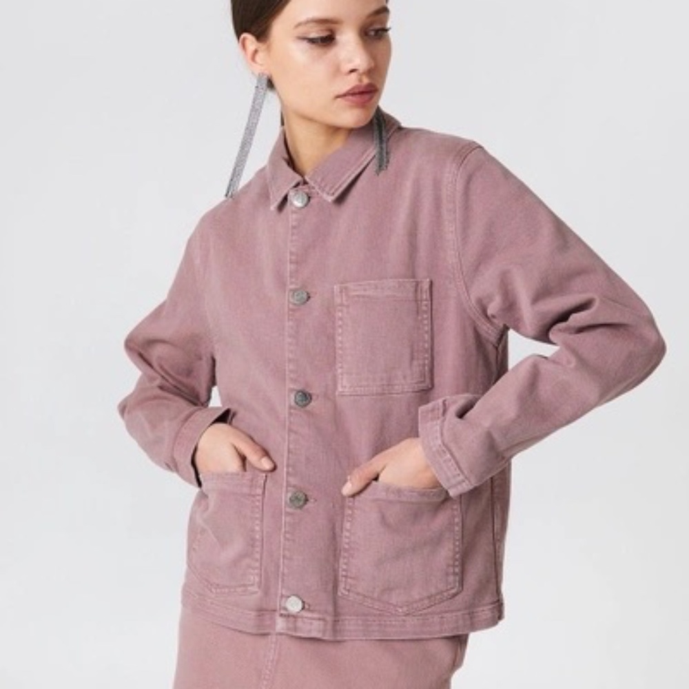 Samsoe + Samsoe Vera Jacket Button-Up, Cotton Blend Woodrose Pink